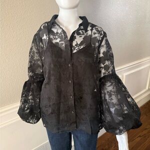 Flying Tomato Black Floral Blouse